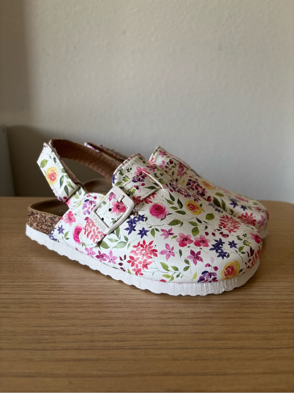 Tahari Kids Floral Slingback Buckle Moccasin Loafer Mule Clog Sandals Size 11